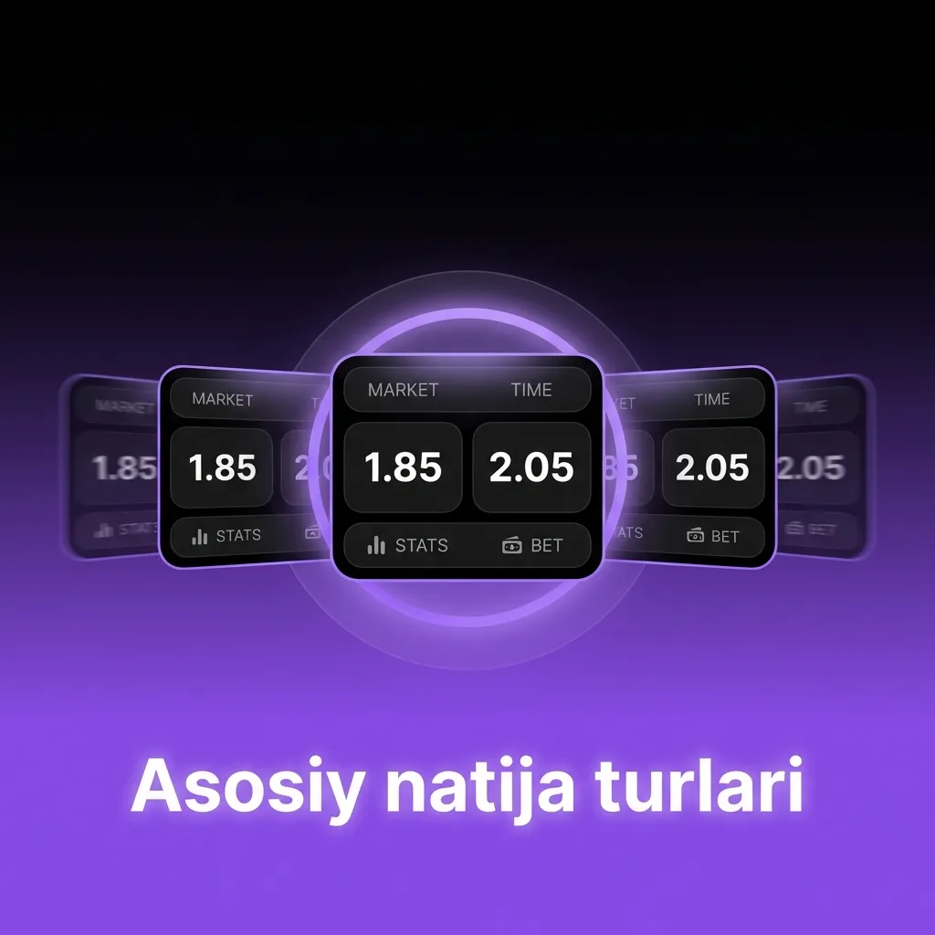 Types of betting outcomes: handicap, total, two-way, and correct score options explained in Uzbek.