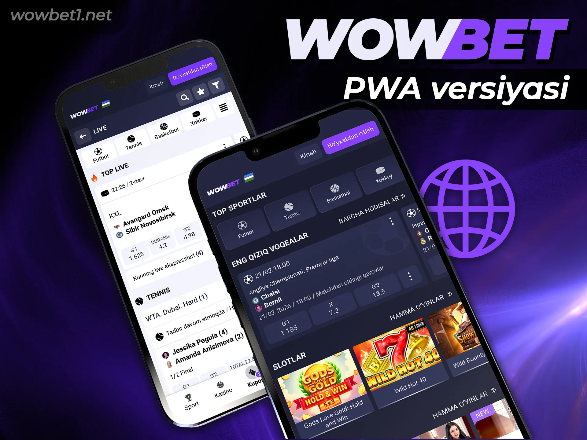 Wowbet PWA ilovasini smartfoningizga o'rnating va tezkor kirishdan foydalaning.