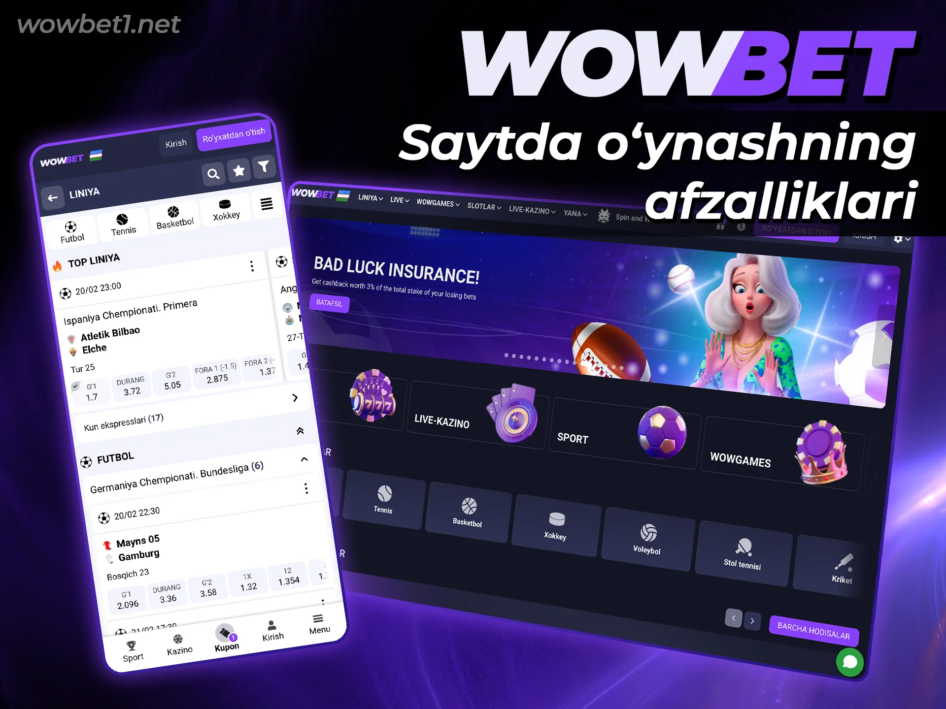 Wowbet rasmiy saytida o'ynashning barcha foydali afzalliklarini ko'rib chiqing.