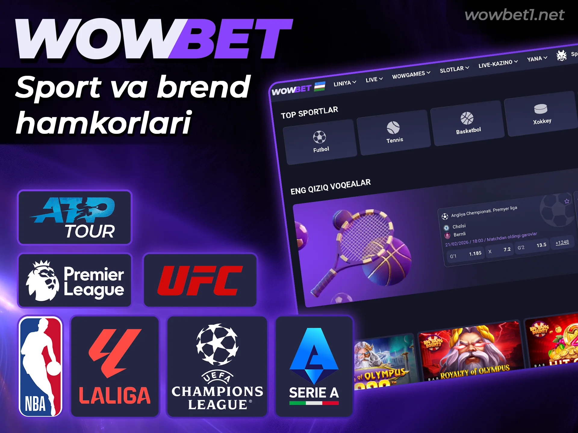 Wowbet brendining rasmiy sport hamkorlari va hamkorlik loyihalarini ko'ring.