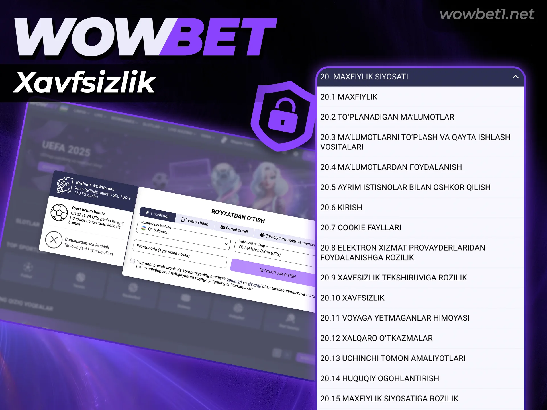Wowbet foydalanuvchilarining xavfsizligi va ma'lumotlarini himoyalash choralari bilan tanishing.
