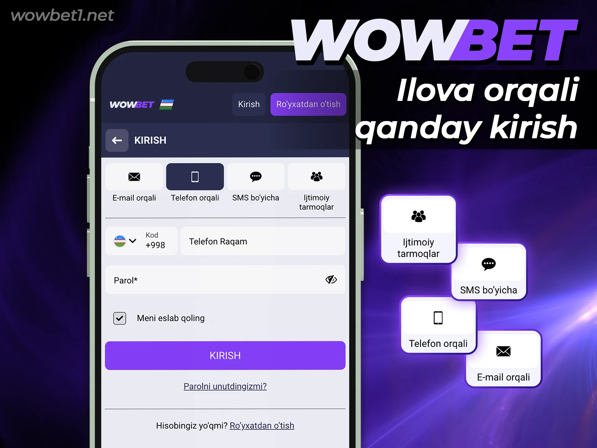 Wowbet ilovasi orqali shaxsiy hisobingizga qanday kirishni ko’zdan kechiring.