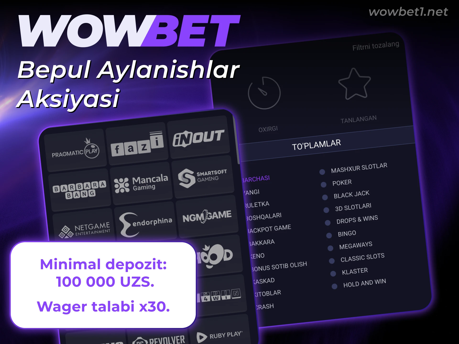 Kazino slotlarida Wowbet Bonuslari bepul aylanishlar aksiyasini faollashtiring va yuting.