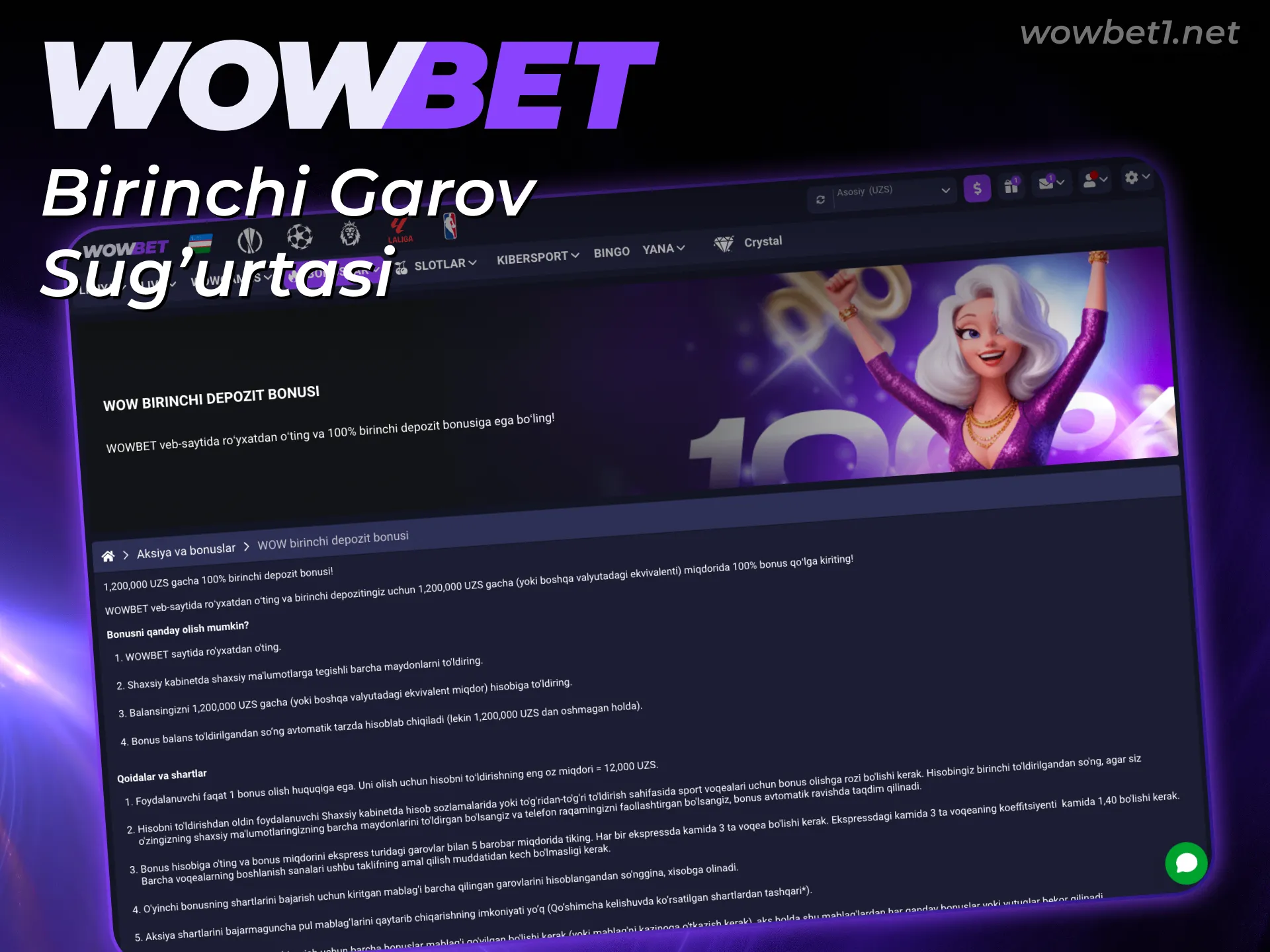 Sport tikishda Wowbet Bonuslari birinchi garov sug'urtasidan ishonchli foydalaning.