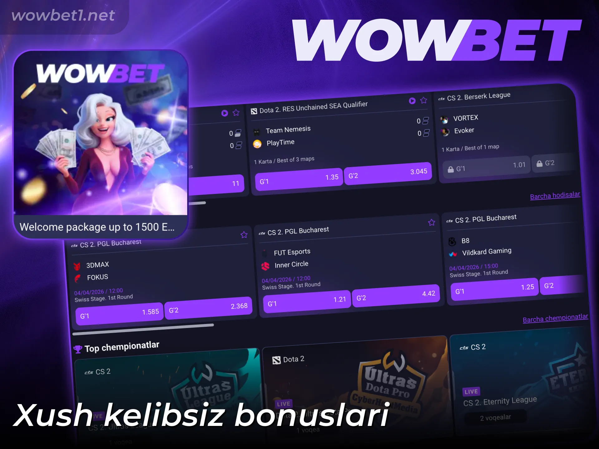 Yangi foydalanuvchilar uchun Wowbet E-Sports xush kelibsiz bonuslarini darhol faollashtiring.