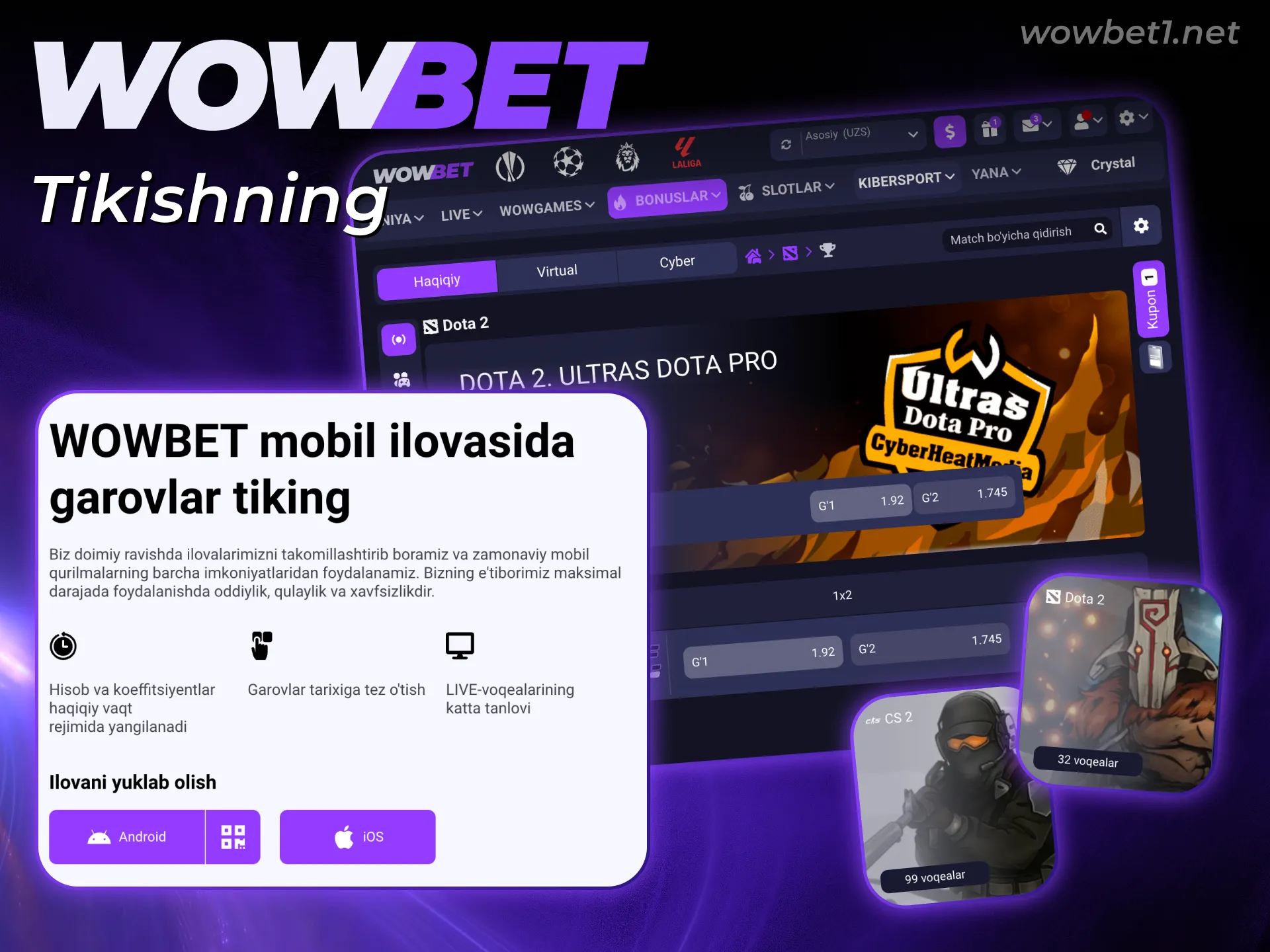 Bizning platformada Wowbet E-Sports tikishning barcha asosiy afzalliklari bilan tanishib chiqing.