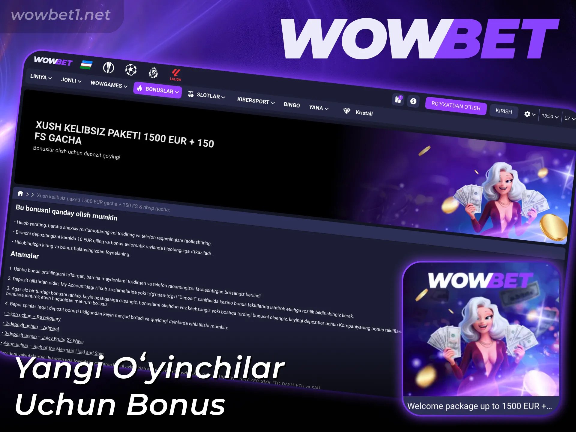 Yangi oʻyinchilar uchun moʻljallangan Wowbet Slotlari xush kelibsiz bonusini hoziroq faollashtiring.