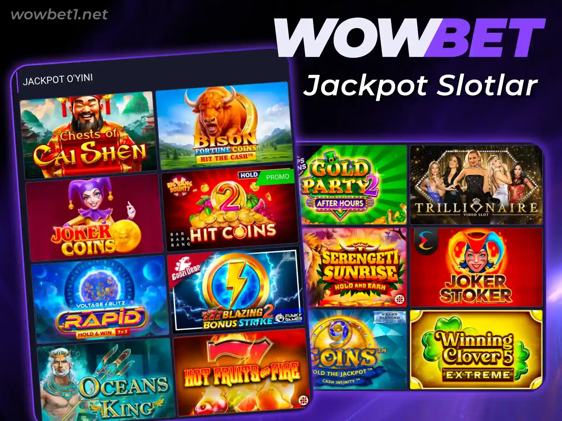 Katta mablagʻ yutish uchun Wowbet Slotlari jackpot oʻyinlarida ishtirok etishni boshlang.